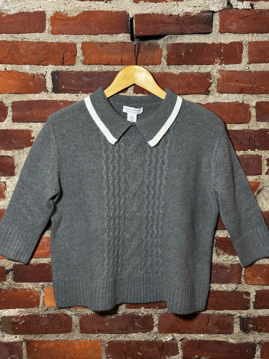 Oats Cashmere Cable-Knit Polo - Pine