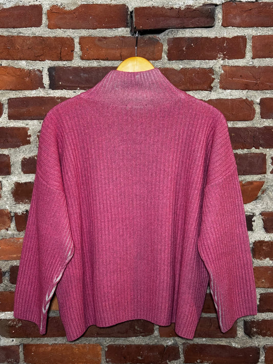 Robert Friedman Garment-Dyed Ribbed Turtleneck – Washed Rose